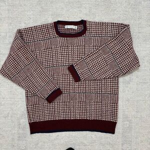 Vintage 90s Jantzen Wool geometric patterned crewneck sweater XL made in USA